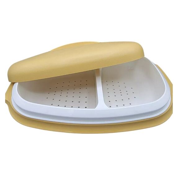 Tupperware Steamer Vegetable Rice Divider Harvest Gold 1273 1274 1275 Lot of 4 - Picture 2 of 12